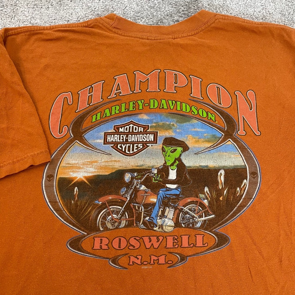 Harley Davidson T Shirt Mens Extra Large Alien Biker Roswell New Mexico